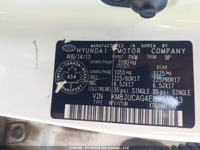 KM8JUCAG4EU791943 Hyundai gdi theta ii