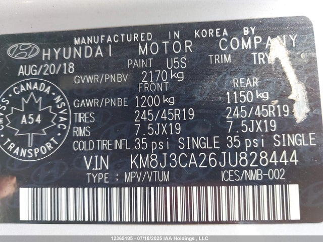 KM8J3CA26JU828444 Hyundai t-gdi gamma