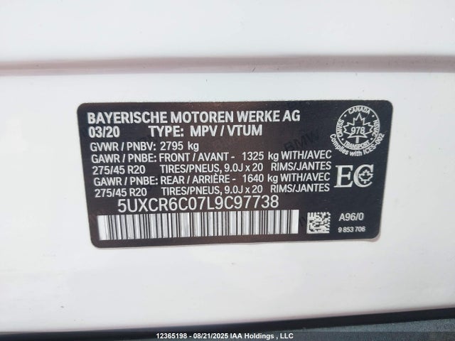 5UXCR6C07L9C97738 BMW 2020