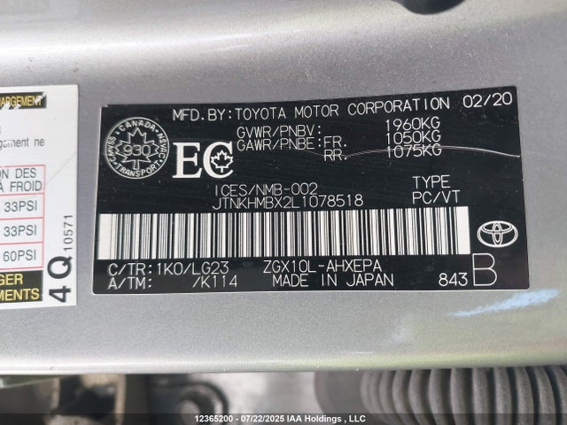 JTNKHMBX2L1078518 Toyota 3zr-fae
