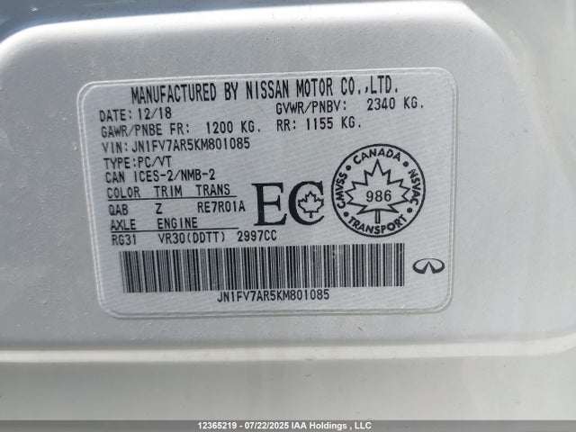JN1FV7AR5KM801085 Infiniti 2019