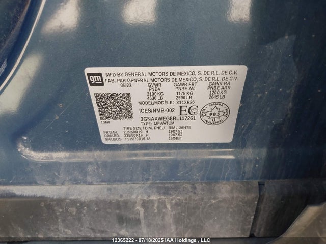 3GNAXWEG8RL117261 Chevrolet lsd