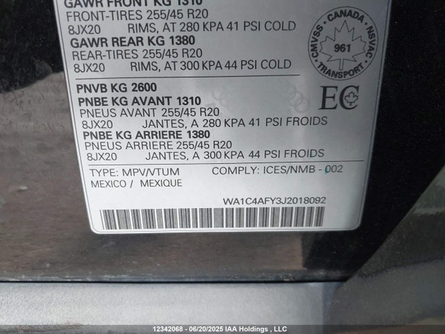 WA1C4AFY3J2018092 Audi 2018