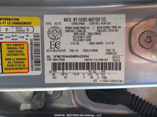 3FMCR9A68MRA25854 Ford dragon