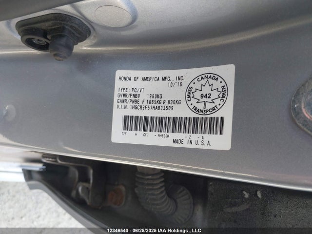 1HGCR2F57HA803509 Honda k24w1