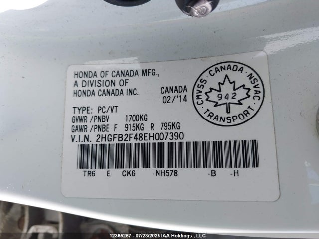 Honda r18z1 2014 2HGFB2F48EH007390 Image 18