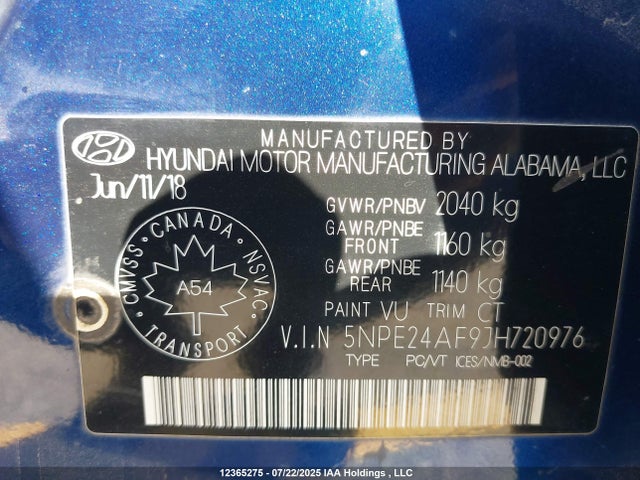 5NPE24AF9JH720976 Hyundai gdi theta-ii