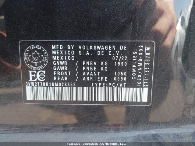 3VW2T7BU1NM028352 Volkswagen 2.0 tsi