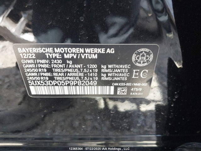 BMW 2023 2023 5UX53DP05P9P82049 Image 9