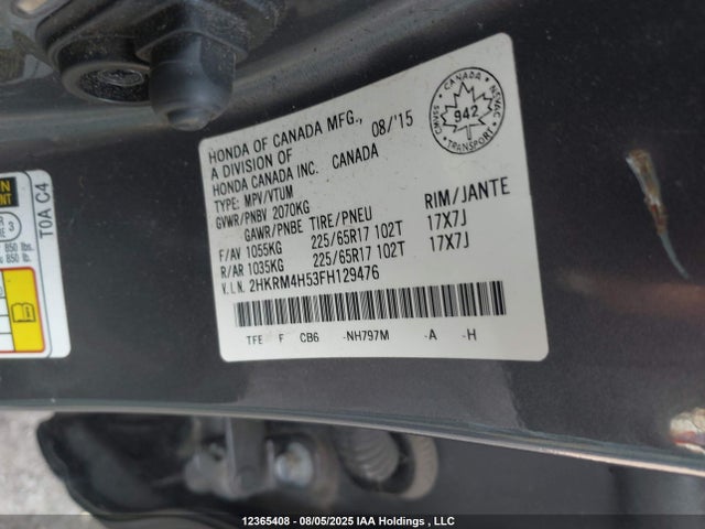2HKRM4H53FH129476 Honda k24w9
