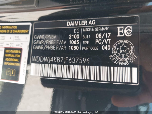 WDDWJ4KB7JF637596 Mercedes-Benz m274