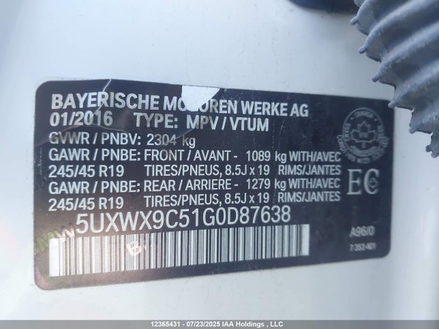5UXWX9C51G0D87638 BMW X3