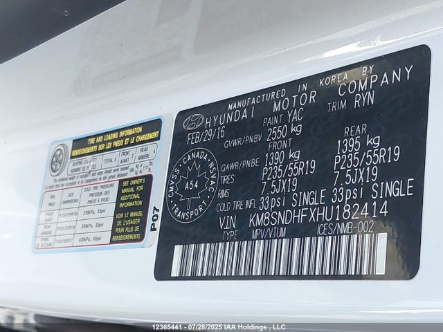 KM8SNDHFXHU182414 Hyundai gdi lambda ii
