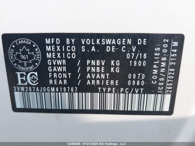 3VW267AJ0GM419767 Volkswagen 1.4t