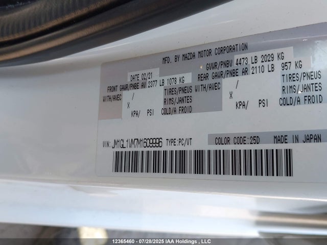 Mazda py cylinder deactiviation 2021 JM1GL1VM7M1609996 Image 17