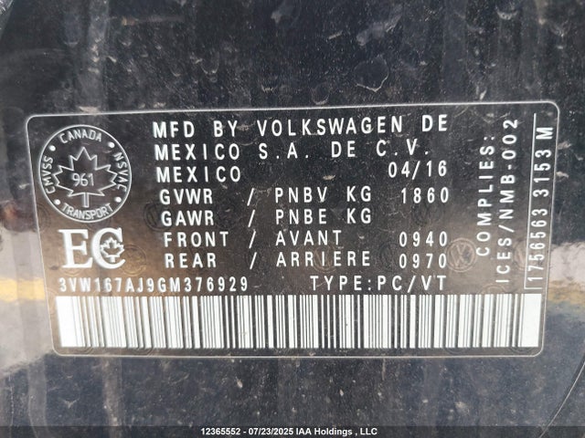 3VW167AJ9GM376929 Volkswagen 1.4t