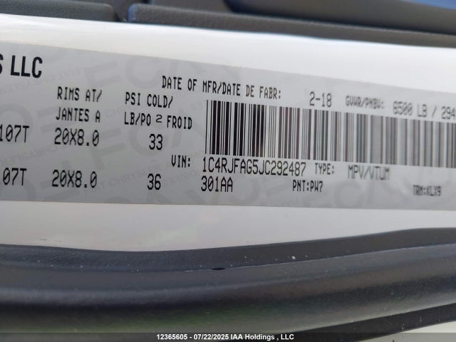 1C4RJFAG5JC292487 Jeep Grand Cherokee