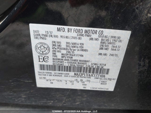 MAJ3P1TE6JC177406 Ford 2018