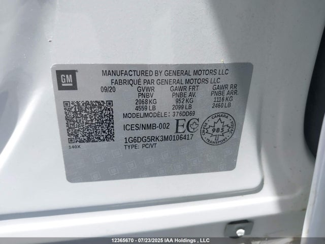 1G6DG5RK3M0106417 Cadillac lsy