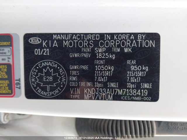KNDJ33AU7M7138419 KIA mpi nu