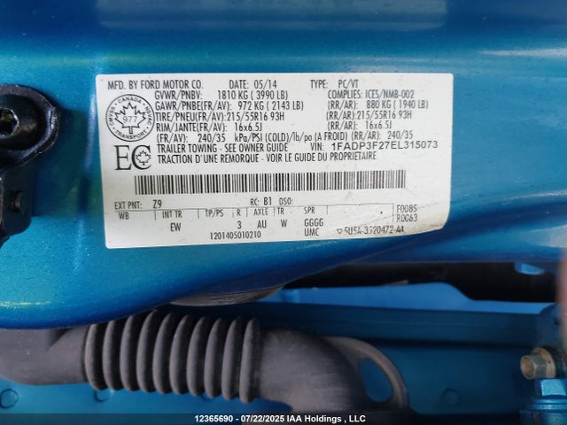 Ford Focus 2014 1FADP3F27EL315073 Image 9