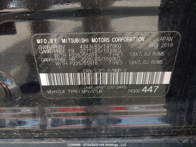 JA4AJ4AW7JZ613445 Mitsubishi mivec
