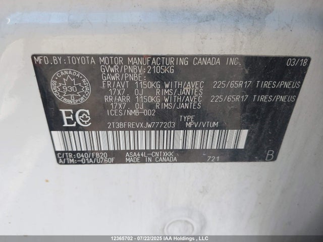 2T3BFREVXJW777203 Toyota 2ar-fe