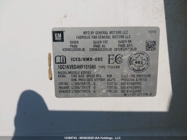 1GC1KVEG4HF101049 Chevrolet Silverado K2500 Heavy Duty Lt
