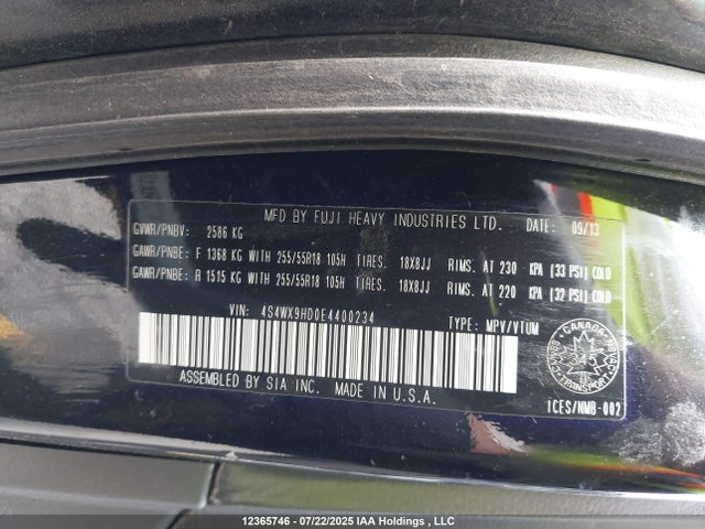 4S4WX9HD0E4400234 Subaru 2014