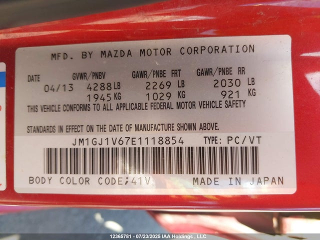 JM1GJ1V67E1118854 Mazda py