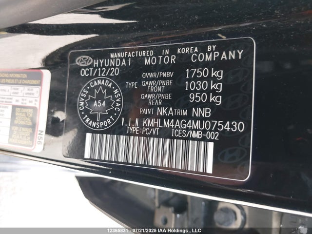 KMHLM4AG4MU075430 Hyundai mpi nu pe
