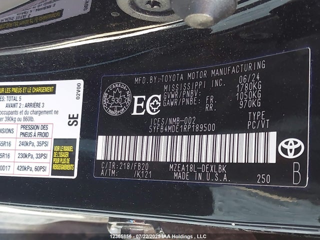 5YFB4MDE1RP189500 Toyota COROLLA LE