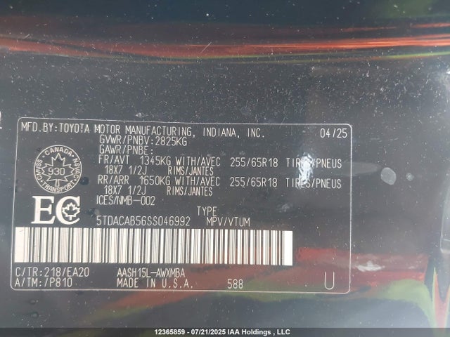 Toyota a25a-fxs 2025 5TDACAB56SS046992 Image 18