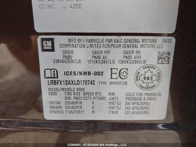 Buick lcv 2020 LRBFX1SAXLD178740 Image 9