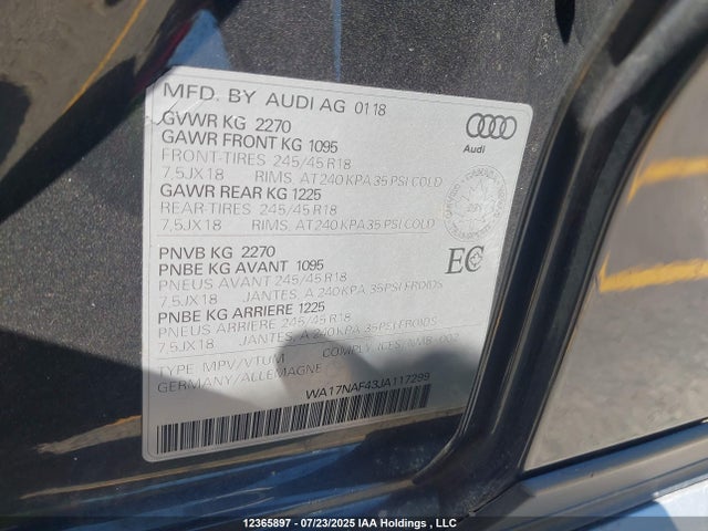WA17NAF43JA117299 Audi A4 ALLROAD
