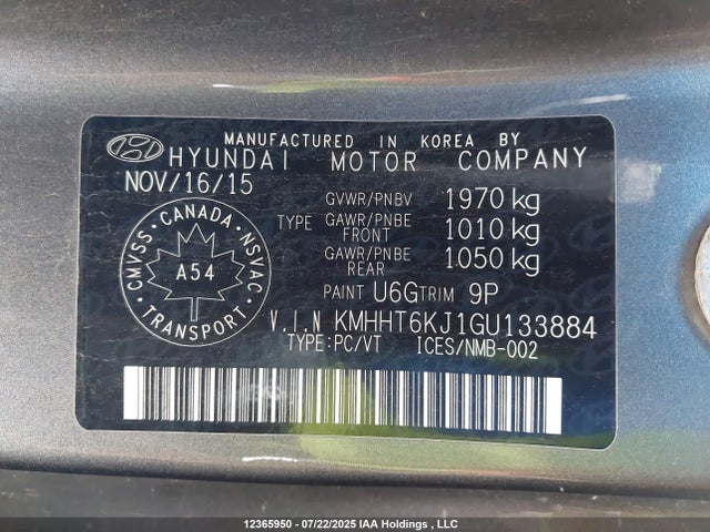 KMHHT6KJ1GU133884 Hyundai g 3.8 gdi lambda ii