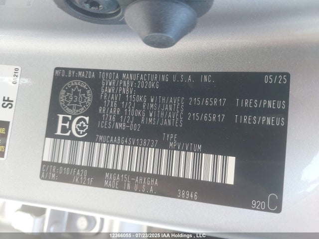 7MUCAABG4SV138737 Toyota m20a-fks