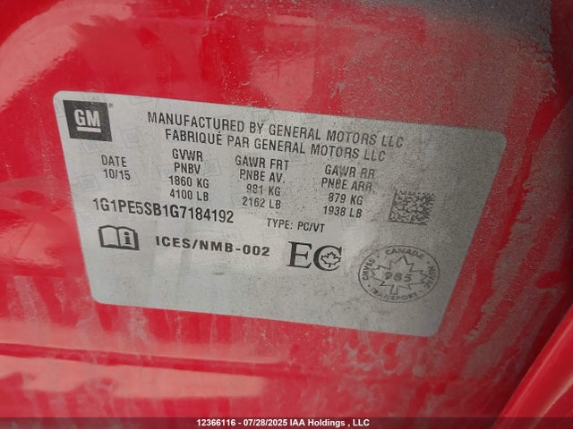 1G1PE5SB1G7184192 Chevrolet luv - vvt, alum, e85 max