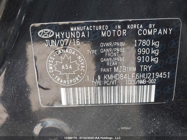 KMHD84LF6HU219451 Hyundai Elantra