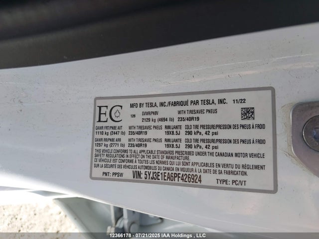 Tesla MODEL 3 2023 5YJ3E1EA6PF426924 Image 9
