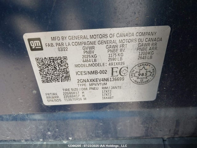 Chevrolet lyx 2022 2GNAXKEV4N6136699 Image 18