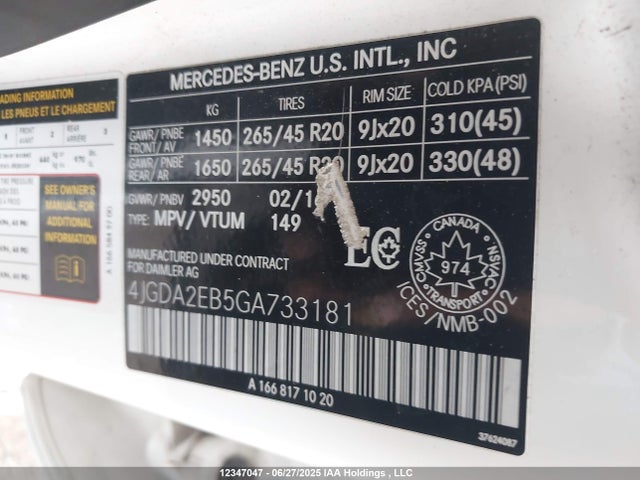 Mercedes-Benz om642 2016 4JGDA2EB5GA733181 Image 9
