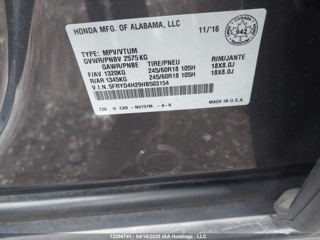 Acura j35y5 2017 5FRYD4H29HB503154 Image 9