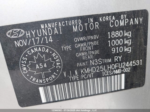 KMHD25LH0FU244531 Hyundai dohc gdi nu
