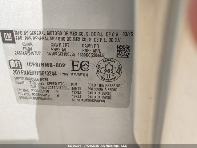 Cadillac Srx V6 2015 3GYFNAE31FS613244 Image 34