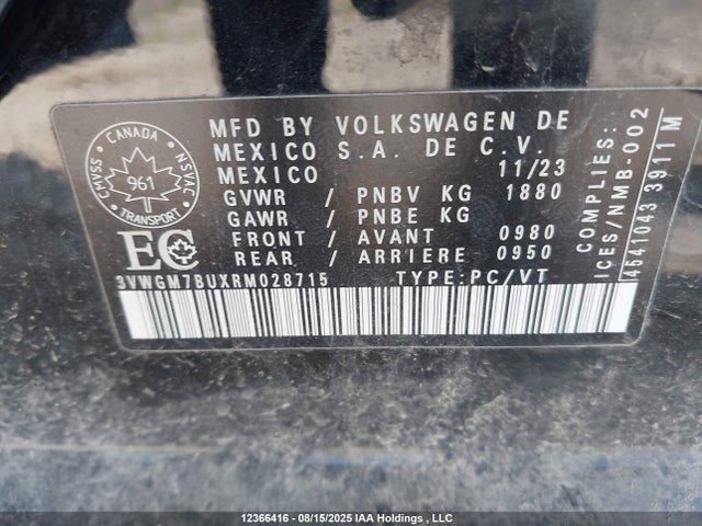 3VWGM7BUXRM028715 Volkswagen tsi