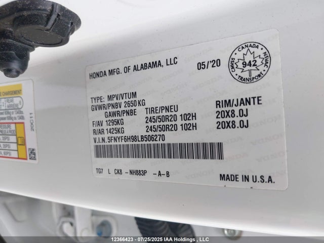 5FNYF6H98LB506270 Honda j35y6