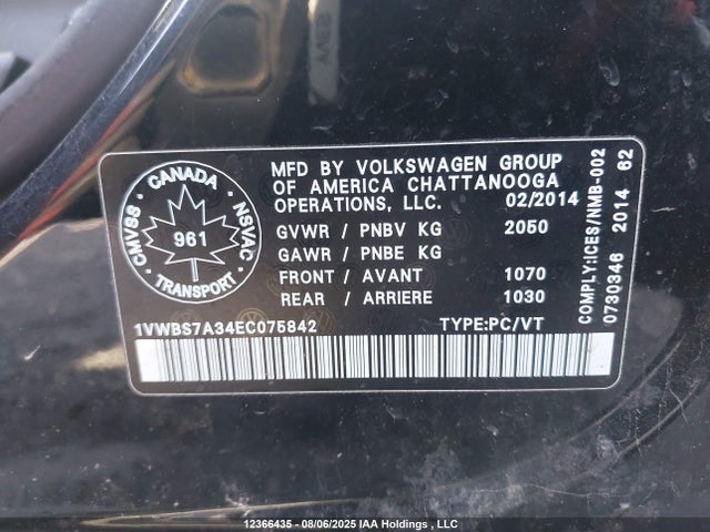 1VWBS7A34EC075842 Volkswagen Passat