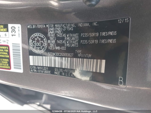 5TDXK3DC2GS693627 Toyota 2gr-fks