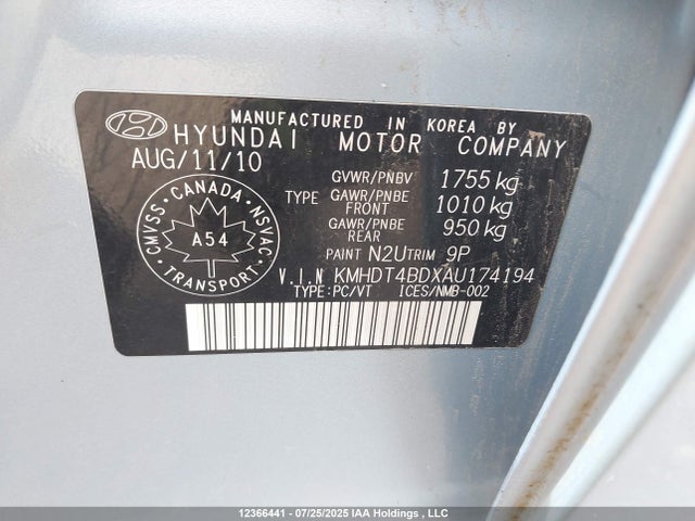 Продажа на аукционе авто 2010 Hyundai Elantra L, vin: KMHDT4BDXAU174194, номер лота: 12366441